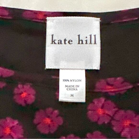 🔴2 for 30🔴 Kate Hill top black floral 3/4 sleeve round neck size M. - Picture 7 of 9